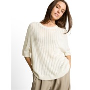 Tom Tailor dames truitje korte mouw ajour Offwhite